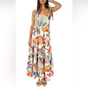 M Plums Women Summer Dress Spaghetti Adjustable Strap Wrapped Skirt Side Zip Tie